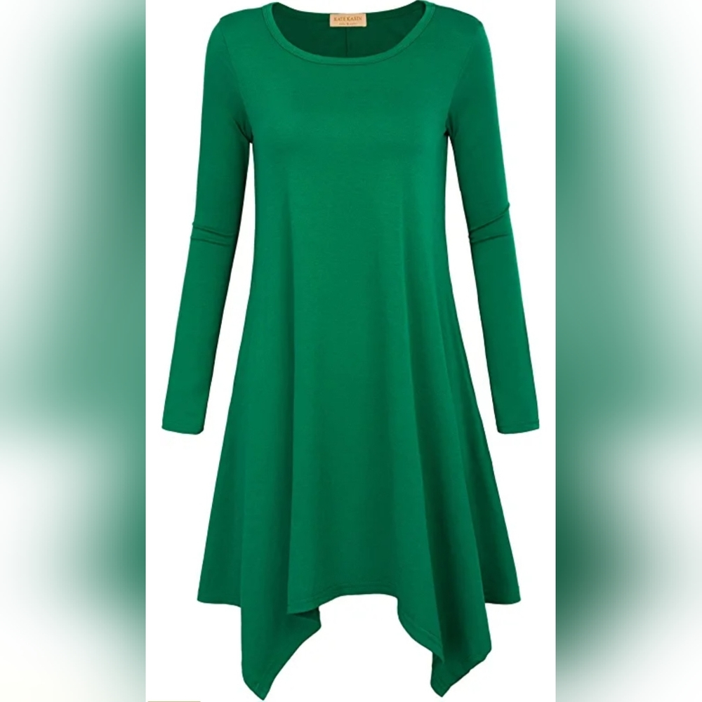 Like New Asymmetrical Emerald Green Dress or Tunic. Perfect for St.Pats.